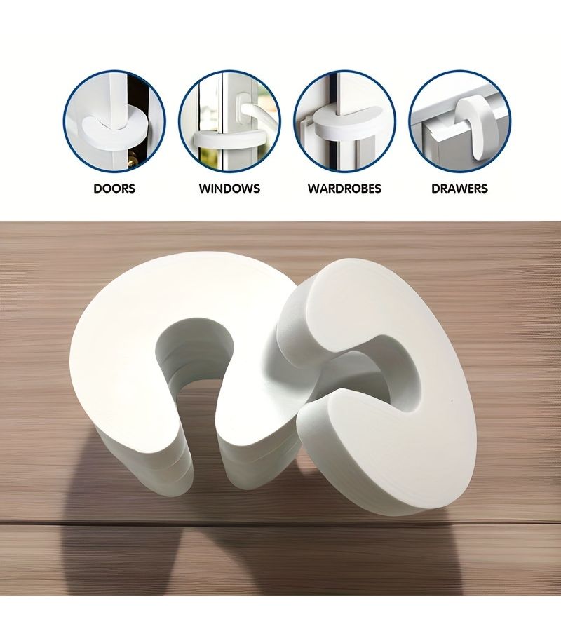4 Pcs Soft Foam Door Gap Protectors Safe Door Guards Anti Collision No Drill Installation For Wardrobes Windows Cabinets - Image 2