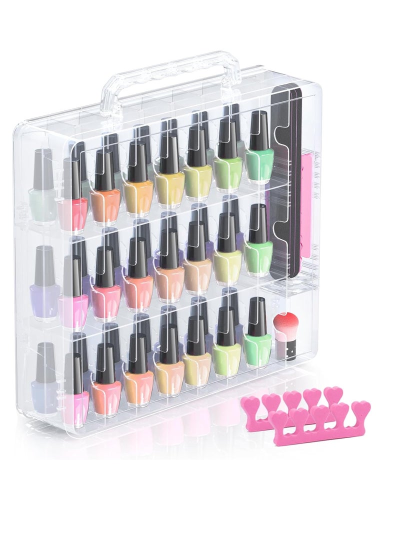 BELOVING - Beloving Nail Polish Organizer, 48 Bottles Transparent Nail Polish Holder with Adjustable Divider, Gel Nail Polish Storage Double Side Nail Polish Organizer Case for Storage Display - Image 1