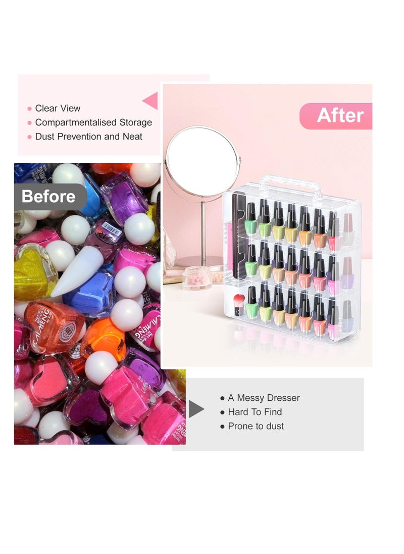 BELOVING - Beloving Nail Polish Organizer, 48 Bottles Transparent Nail Polish Holder with Adjustable Divider, Gel Nail Polish Storage Double Side Nail Polish Organizer Case for Storage Display - Image 1