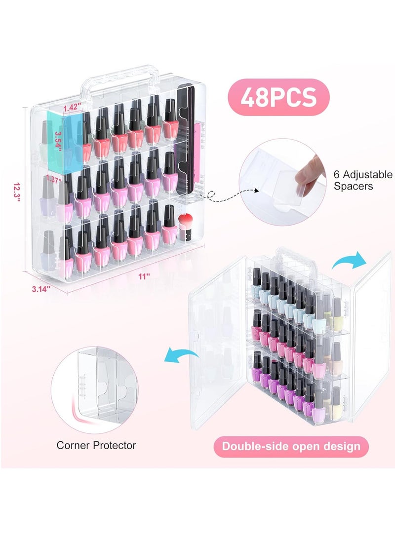 BELOVING - Beloving Nail Polish Organizer, 48 Bottles Transparent Nail Polish Holder with Adjustable Divider, Gel Nail Polish Storage Double Side Nail Polish Organizer Case for Storage Display - Image 1