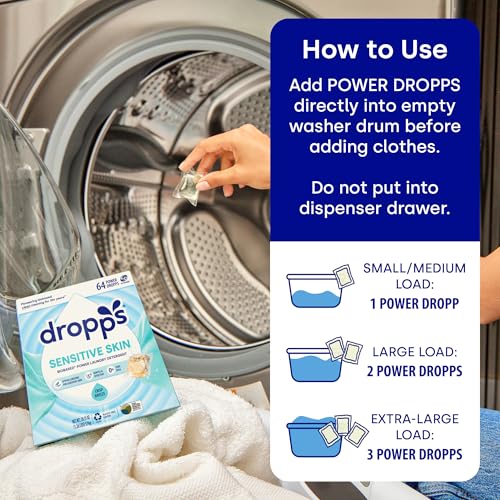 Dropps Sensitive Skin Laundry Detergent Pods, Crisp Breeze (64 Count) - Dermatologist Tested Laundry Pods - HE Compatible Laundry Supplies for Clean Clothes, Vegan & Dye-Free - Image 5