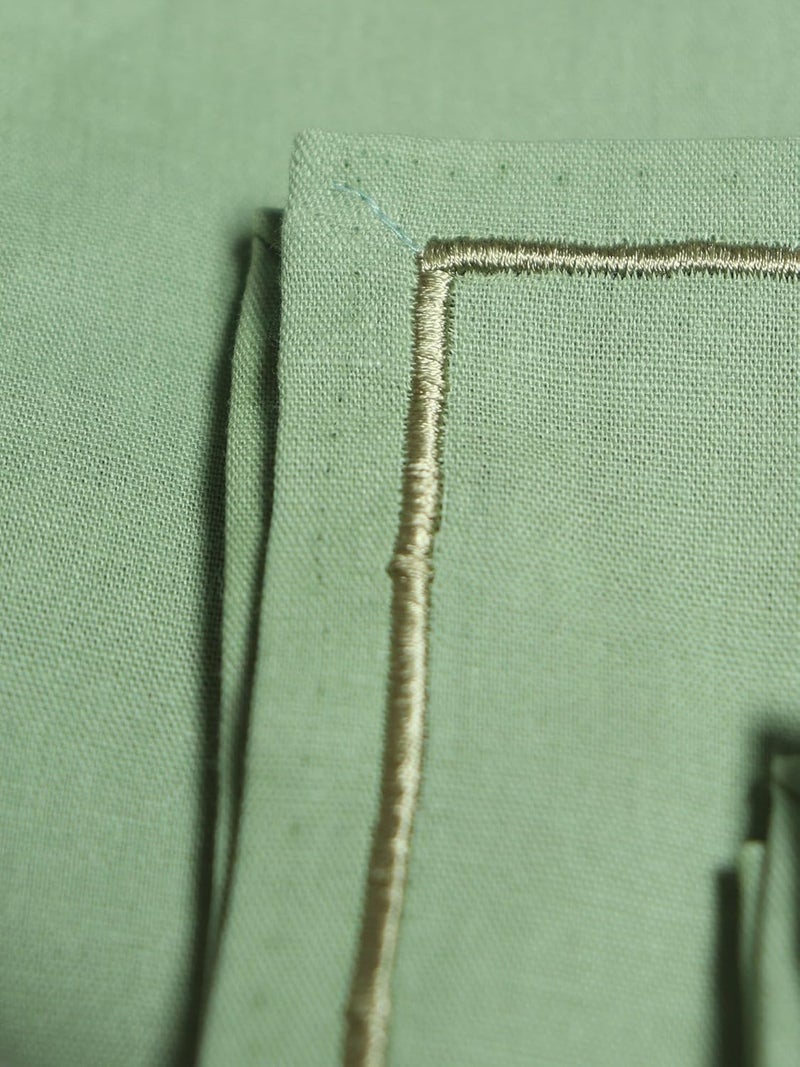 Zeba World Dinner Table Napkins 100% Cotton Set of 6 pcs | Embroidered | Washable and Reusable Napkins for Dinner Table - Olive Green - 16x16 inches (40x40cms) (Pack of 6) - Image 3