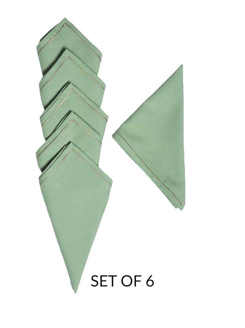 Zeba World Dinner Table Napkins 100% Cotton Set of 6 pcs | Embroidered | Washable and Reusable Napkins for Dinner Table - Olive Green - 16x16 inches (40x40cms) (Pack of 6) - Image 2