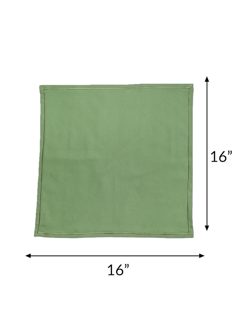 Zeba World Dinner Table Napkins 100% Cotton Set of 6 pcs | Embroidered | Washable and Reusable Napkins for Dinner Table - Olive Green - 16x16 inches (40x40cms) (Pack of 6) - Image 4