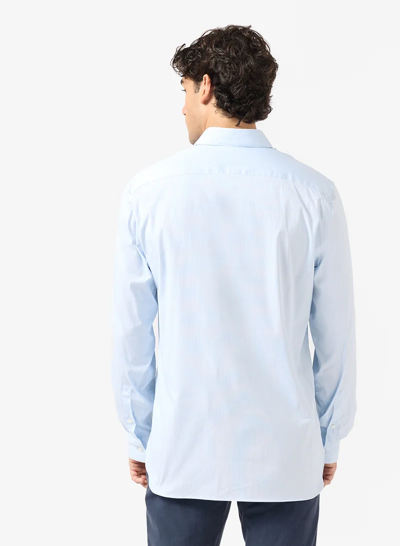 LACOSTE Striped Slim Fit Stretch Poplin Shirt