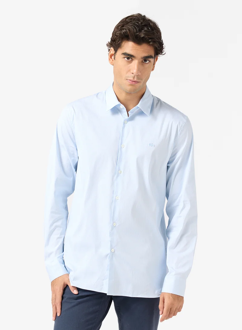 LACOSTE Striped Slim Fit Stretch Poplin Shirt