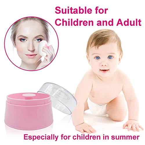 TERI BERI Bpa Free Baby Powder Puff Box,Large 2.8" Fluffy Body After-Bath Powder Case,Body Villus Powder Puff Container,Makeup Cosmetic Talcum Powder Container With Hand Holder (Pink) - 1 Count - Image 2