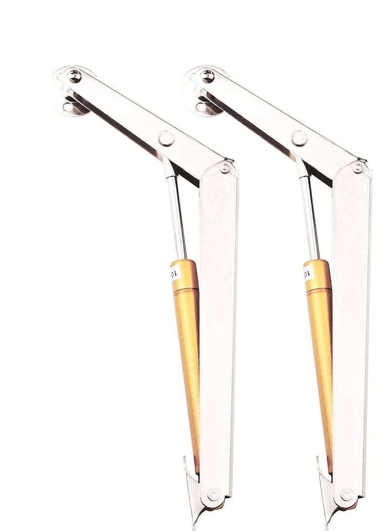 SYOSI 2PCS Gas Spring Lid Support Hinge 150N Strut Soft Close Heavy Duty Stay for Kitchen Cabinet Door Cupboard Toy Box Pneumatic Stop Sliver - Image 1