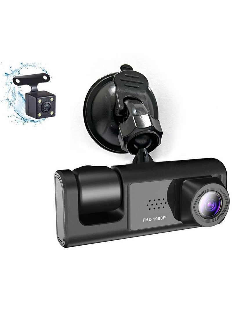 ELTRAZONE 3-Channel Car Dash Camera – 130° Wide Angle, 1296x1080P Front, Inside, and Rear Cameras  - Image 1