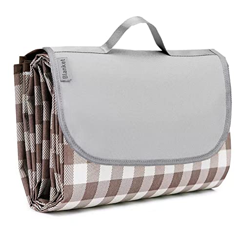 LRUUIDDE Extra Large Picnic Blanket Beach Blankets Outdoor Foldable Waterproof Sand Mat for Beach Camping Hiking Travel Family Concerts Grass Park Music Festival Lawn Mats Brown 80x60inch - Image 1
