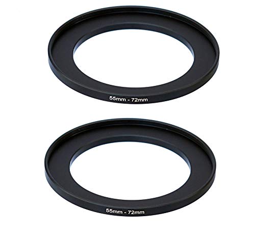 Fotasy (2 Pcs) 55-72MM Step-Up Ring Adapter, 55mm to 72mm Step Up Filter Ring, 55 mm Male 72 mm Female Stepping Up Ring for DSLR Camera Lens and ND UV CPL Infrared Filters - Image 1