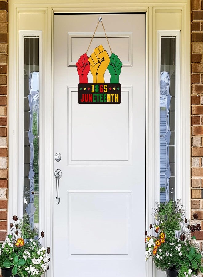 YUNKKIN Juneteenth Decorations Wooden Juneteenth 1865 Hanging Sign Juneteenth Wreaths for Front Door Decorations Freedom Day Party Indoor Wall Decor for African American Festival Celebration - Image 3