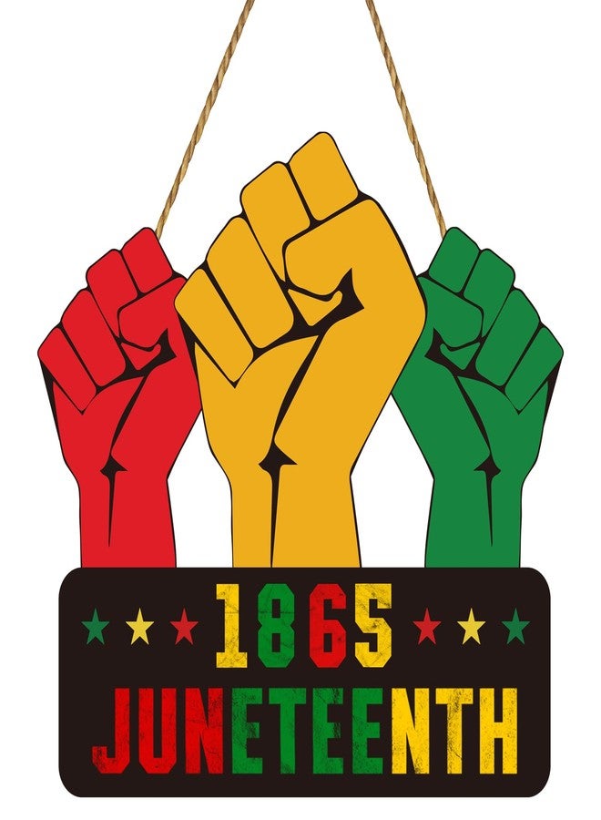 YUNKKIN Juneteenth Decorations Wooden Juneteenth 1865 Hanging Sign Juneteenth Wreaths for Front Door Decorations Freedom Day Party Indoor Wall Decor for African American Festival Celebration - Image 1