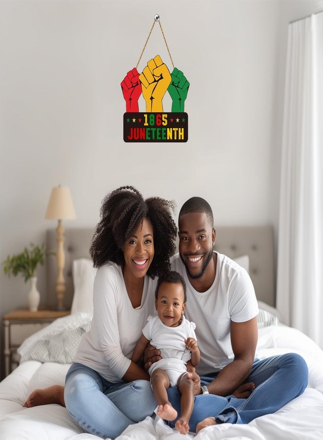 YUNKKIN Juneteenth Decorations Wooden Juneteenth 1865 Hanging Sign Juneteenth Wreaths for Front Door Decorations Freedom Day Party Indoor Wall Decor for African American Festival Celebration - Image 5