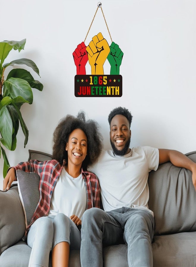 YUNKKIN Juneteenth Decorations Wooden Juneteenth 1865 Hanging Sign Juneteenth Wreaths for Front Door Decorations Freedom Day Party Indoor Wall Decor for African American Festival Celebration - Image 4