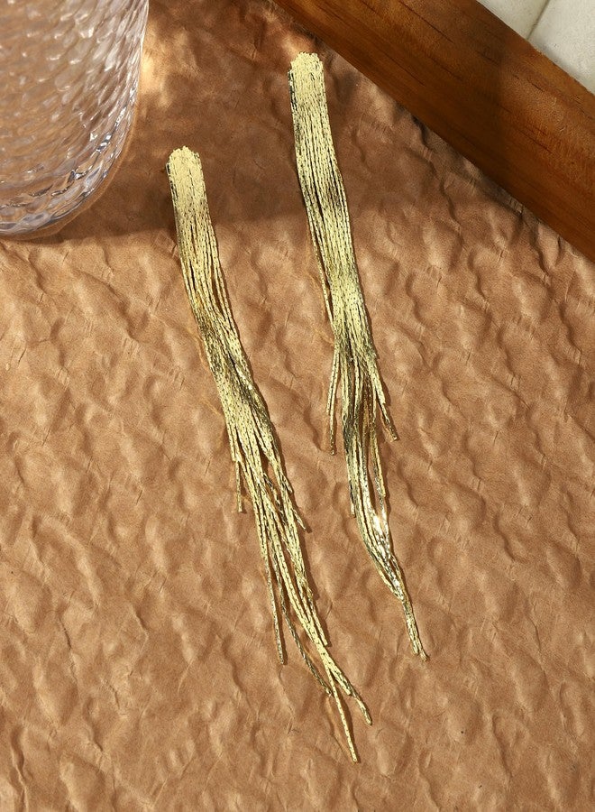 SALTY Anti Tarnish Tassel Temptation Gold Earrings Set for Women | Stylish Fashion Jewellery | Accessories for Girls | Minimal Jewelry | Ideal for Gifting | Marriage, Birthday | Gift for Valentine Day - Image 4