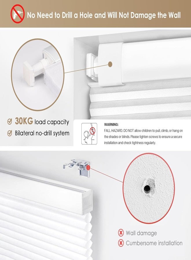 LazBlinds No Tools No Drill Cordless Cellular Shades, Light Filtering Honeycomb Shades for Home, Thermal Insulation Blinds for Windows, 20" W x 48" H, White - Image 2