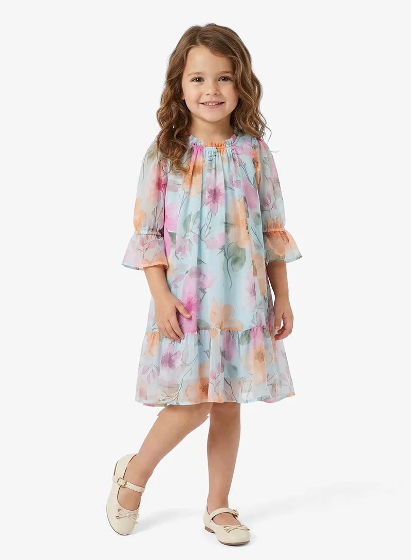 ريبلز مع نمشي Girls Pastel Bloom Floral Party Dress