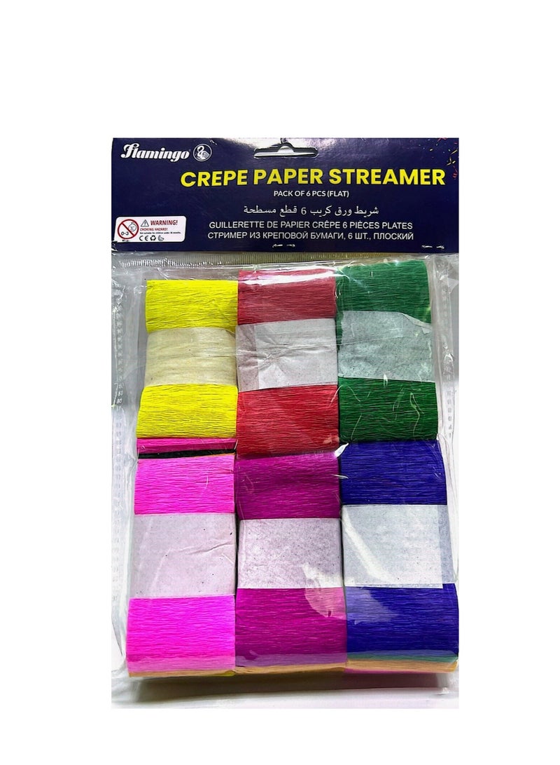 Flamingo 6 Pcs Crepe Paper Party Streamer Paper Decorations for Birthday Wedding Concert and Various Festivals (9m/Roll) - Image 1
