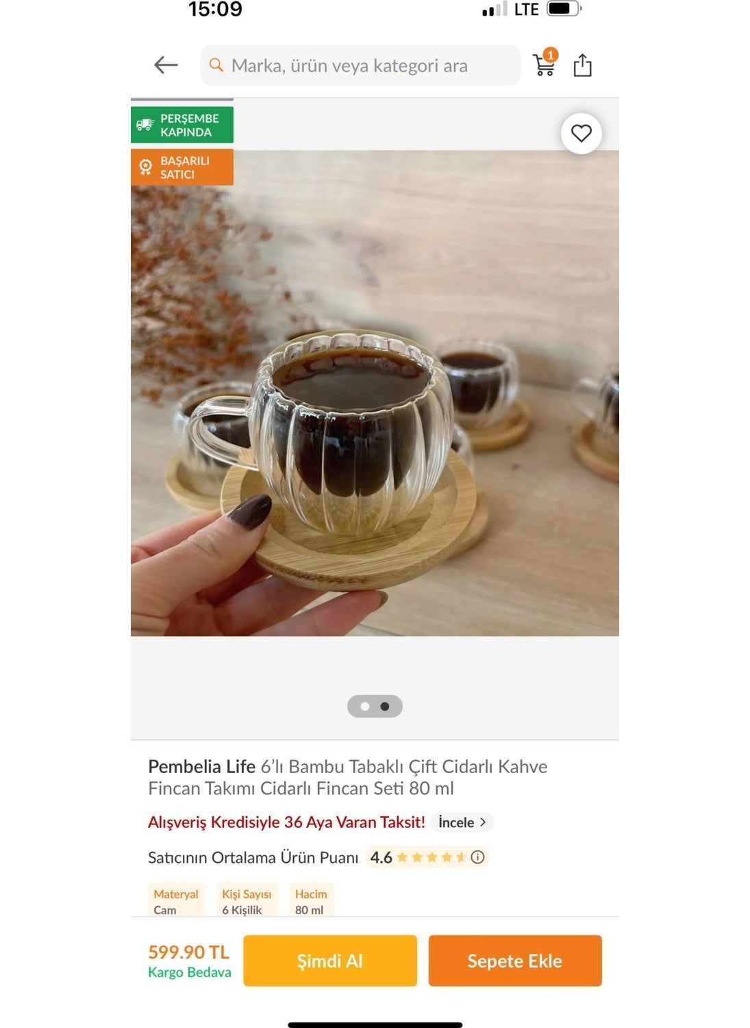 Kitchen Pembelia 6-Piece Bamboo Plate Double Walled Coffee Cup Set Walled Cup Set 80 ml for 6 people  - Image 3