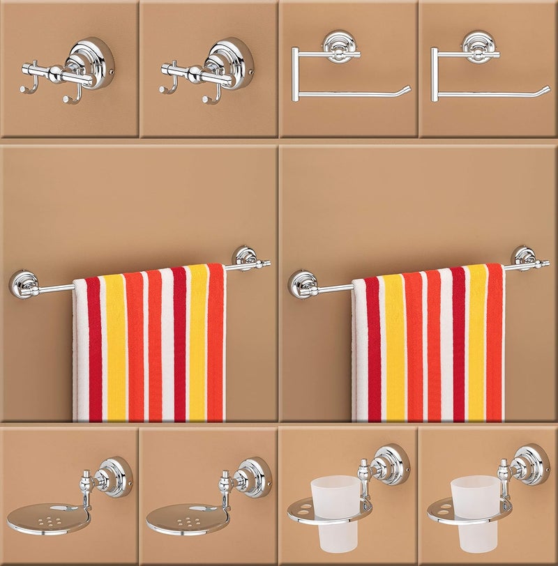 plantex Plantex Stainless Steel 304 Grade Bathroom Accessories Set/Bathroom Hanger for Towel/Towel Bar/Napkin Ring/Tumbler Holder/Soap Dish/Robe Hook (Skyllo - Pack of 10)  - Image 1