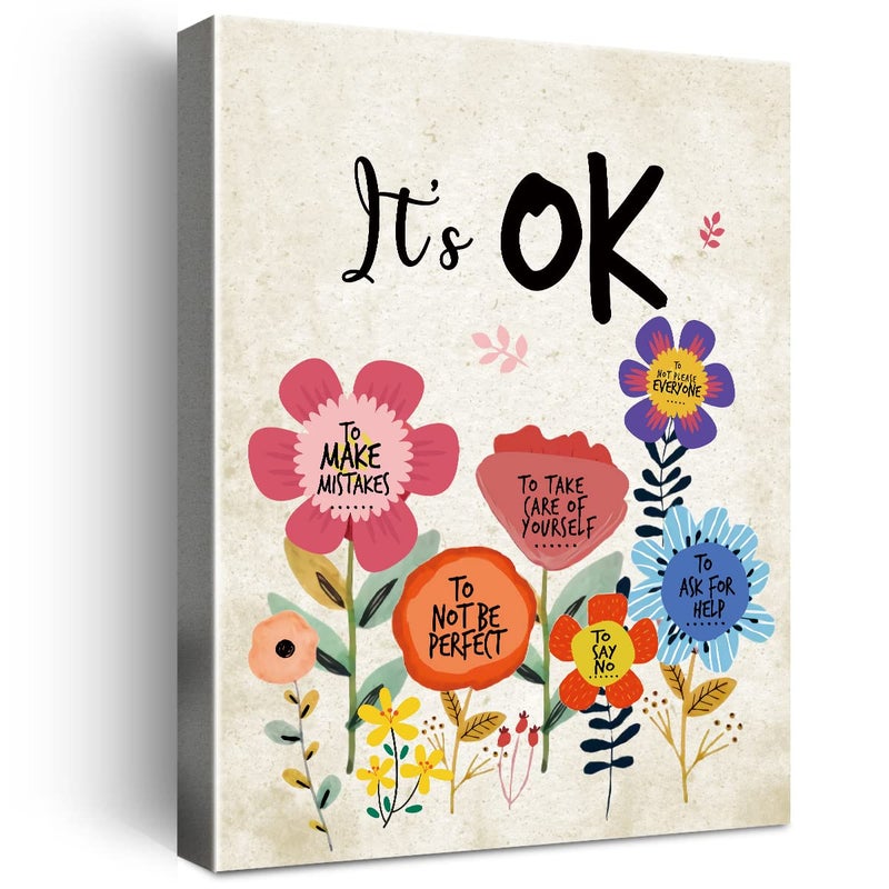 Its OK Wall Art CanvasInspirational Wall Decor for Girls Room Decor Encouragement Canvas Framed Wall Art for Kids Girls Room