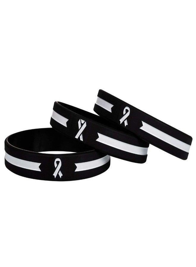 Sainstone White Awareness Ribbon Silicone Bracelets, Mental Health Awareness Bracelet, White Ribbon Wristbands Unisex for Men Women (3-pack) - Image 3