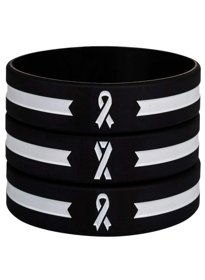 Sainstone White Awareness Ribbon Silicone Bracelets, Mental Health Awareness Bracelet, White Ribbon Wristbands Unisex for Men Women (3-pack) - Image 2