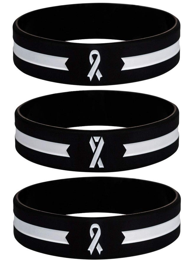 Sainstone White Awareness Ribbon Silicone Bracelets, Mental Health Awareness Bracelet, White Ribbon Wristbands Unisex for Men Women (3-pack) - Image 1