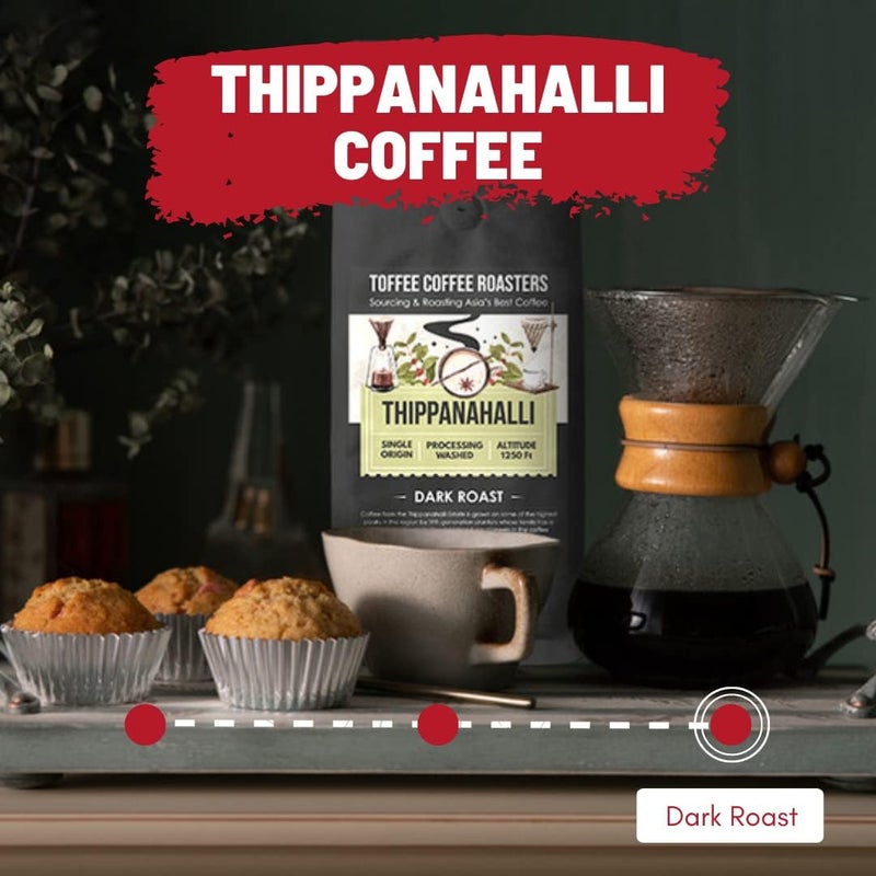 Toffee Coffee Roasters | Thippanahalli Coffee | As Seen On Shark Tank | Arabica | Dark Roast | Grounded Coffee Notes: Nutty and Chocolaty (Aeropress, 250gm) - Image 2