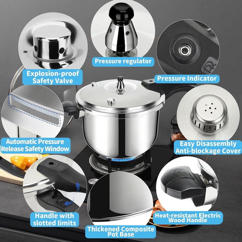 Peterboo Stainless Steel Pressure Cooker, 3 Quart Induction Compatible Thickened Small Pressure Cooker with Spring Valve Safeguard Devices, Compatible with Gas & Induction Cooker 1-2 people Use - Image 2