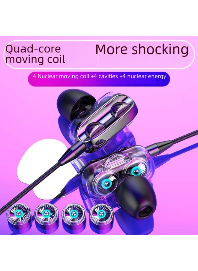 Direct In-ear Dynamic Circle Wired Control Earphones Compatible Android Straight Plug Wired Earphones-Color:Double Horn Black Silver  - Image 2
