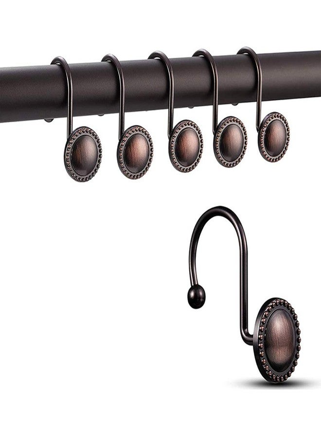 Actpe Rustproof Antique Decorative Shower Curtain Hooks, 12pcs Oil Rubbed Bronze Shower Curtain Ring Holders for Bathroom Shower Rods Curtains Home - Image 1