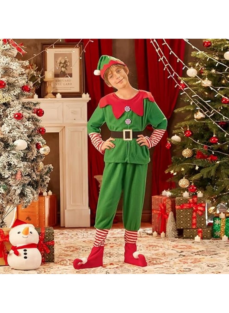AUTOYSUR Christmas Elf Costume, Men Kid Elf Cosplay Costume with Santa Dress+ Pants+Hat+ Belt for Men Boys Cosplay  - Image 2
