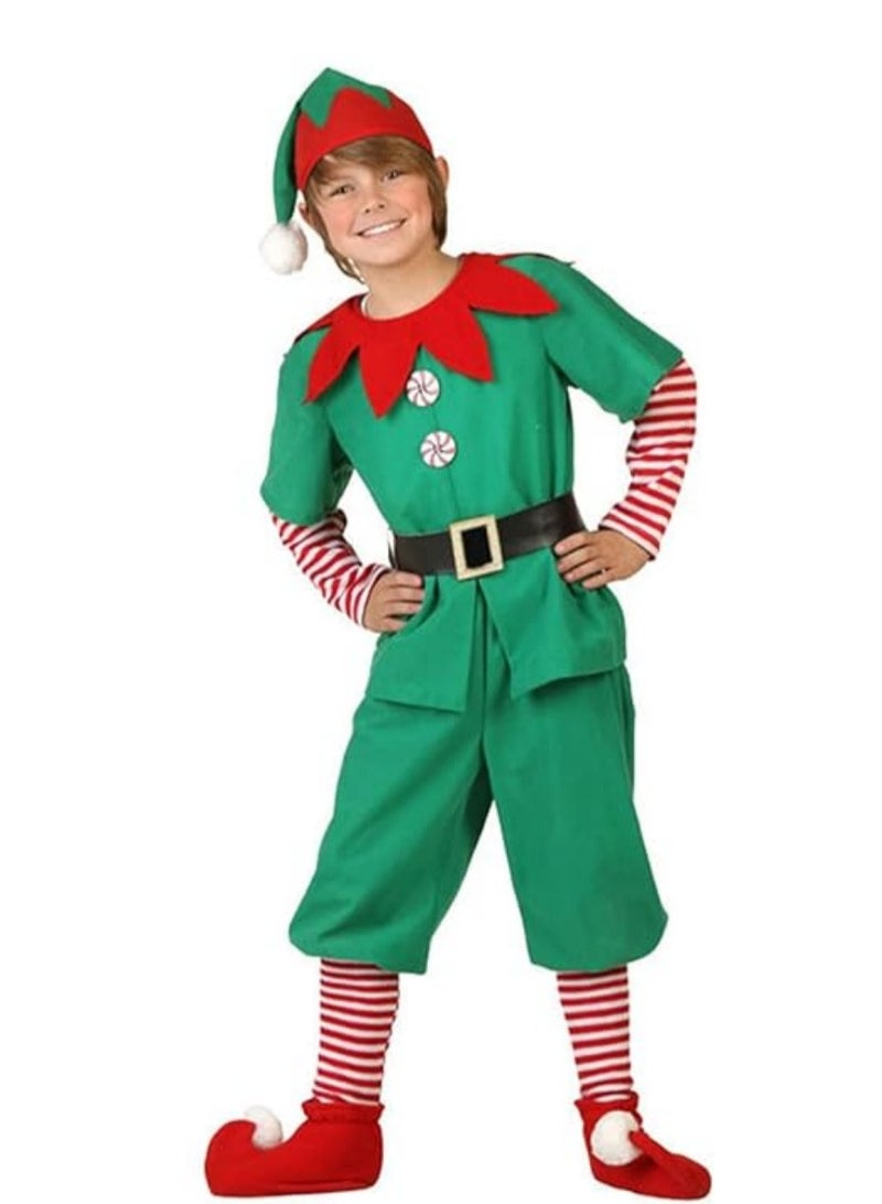 AUTOYSUR Christmas Elf Costume, Men Kid Elf Cosplay Costume with Santa Dress+ Pants+Hat+ Belt for Men Boys Cosplay  - Image 3