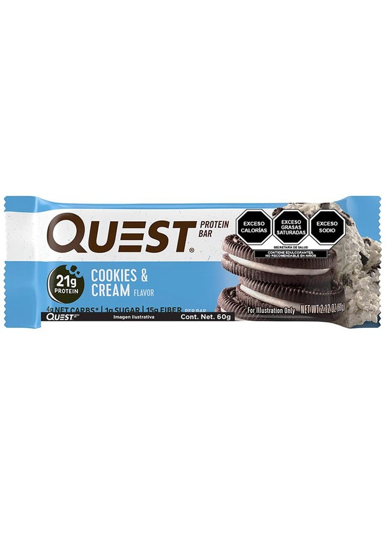 Quest Protein Bar Cookies Cream 60g Pack of 12  - Image 2