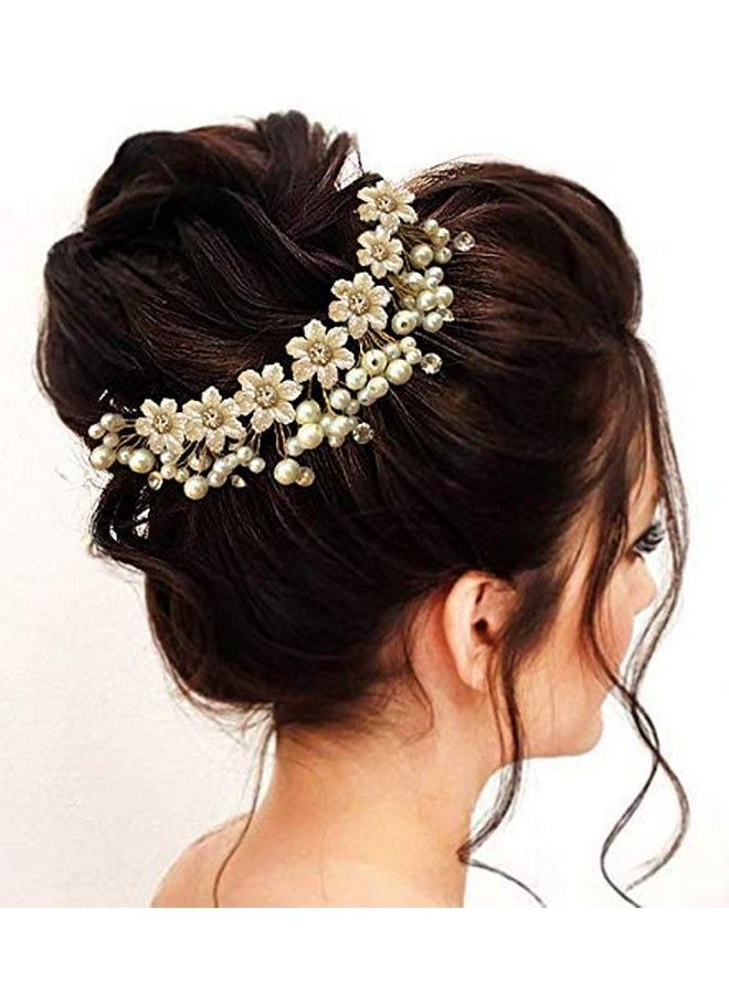 Hair Flare 1687 إكسسوارات شعر الزفاف المصنوعة من الزهور الاصطناعية للنساء (لؤلؤ) عبوة من قطعة واحدة - Image 1