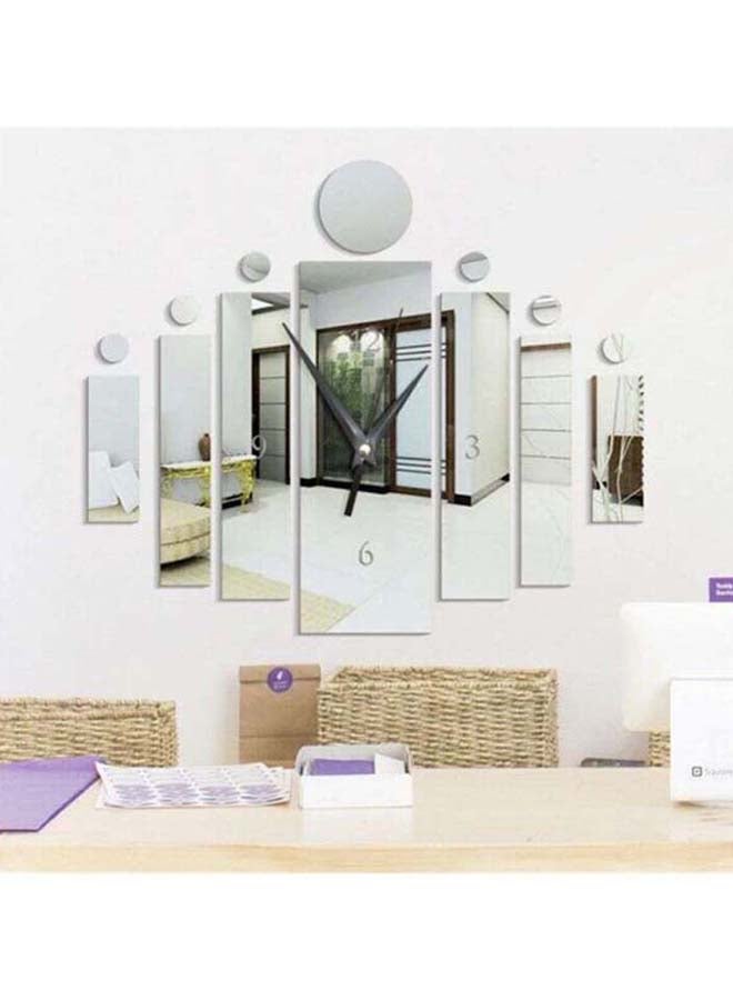 مجموعة ملصقات جدارية للزينة بأسلوب ساعة جدارية من 14 قطعة أسود/ فضي 13 x 32سم - Image 2