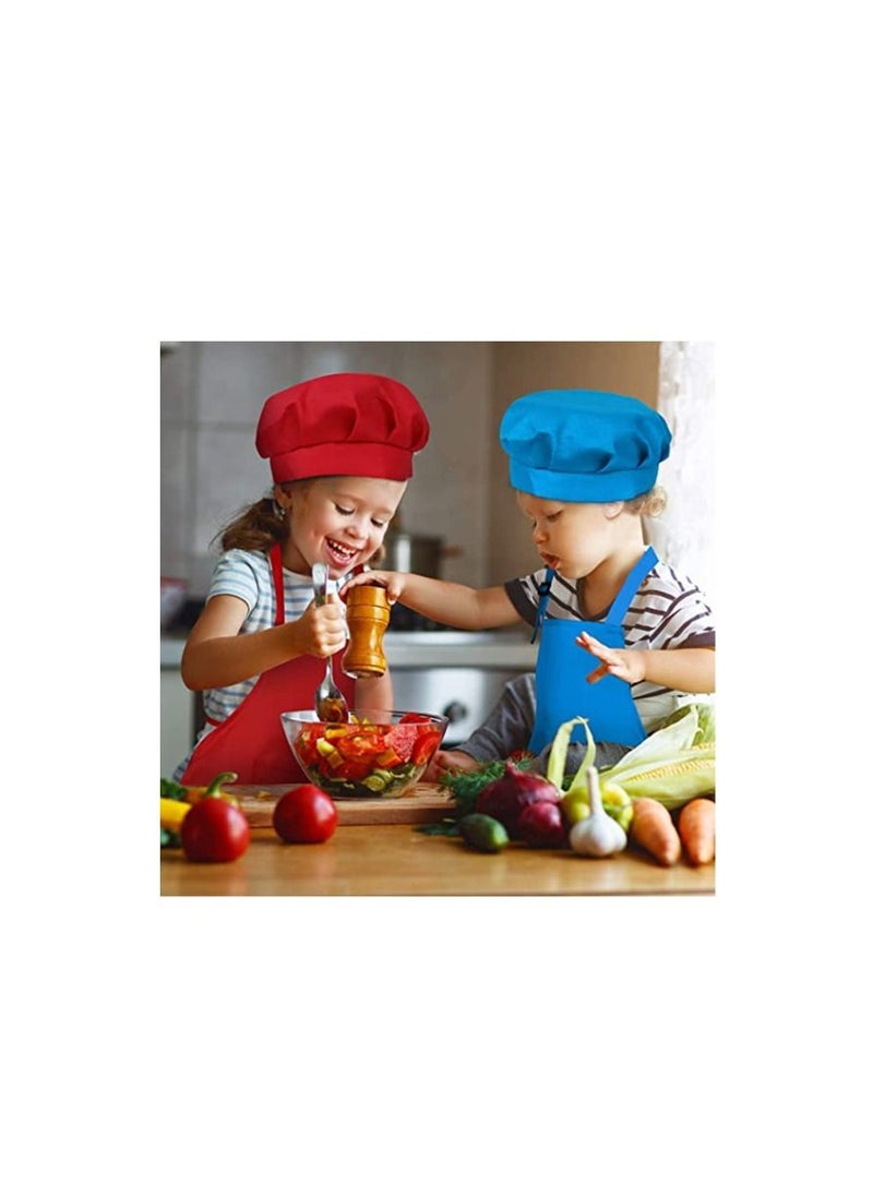 Excefore 6 Pieces Kids Apron Chef Hat Set - Boys Girls Aprons with Pockets for Kitchen Cooking Baking Painting  - Image 5