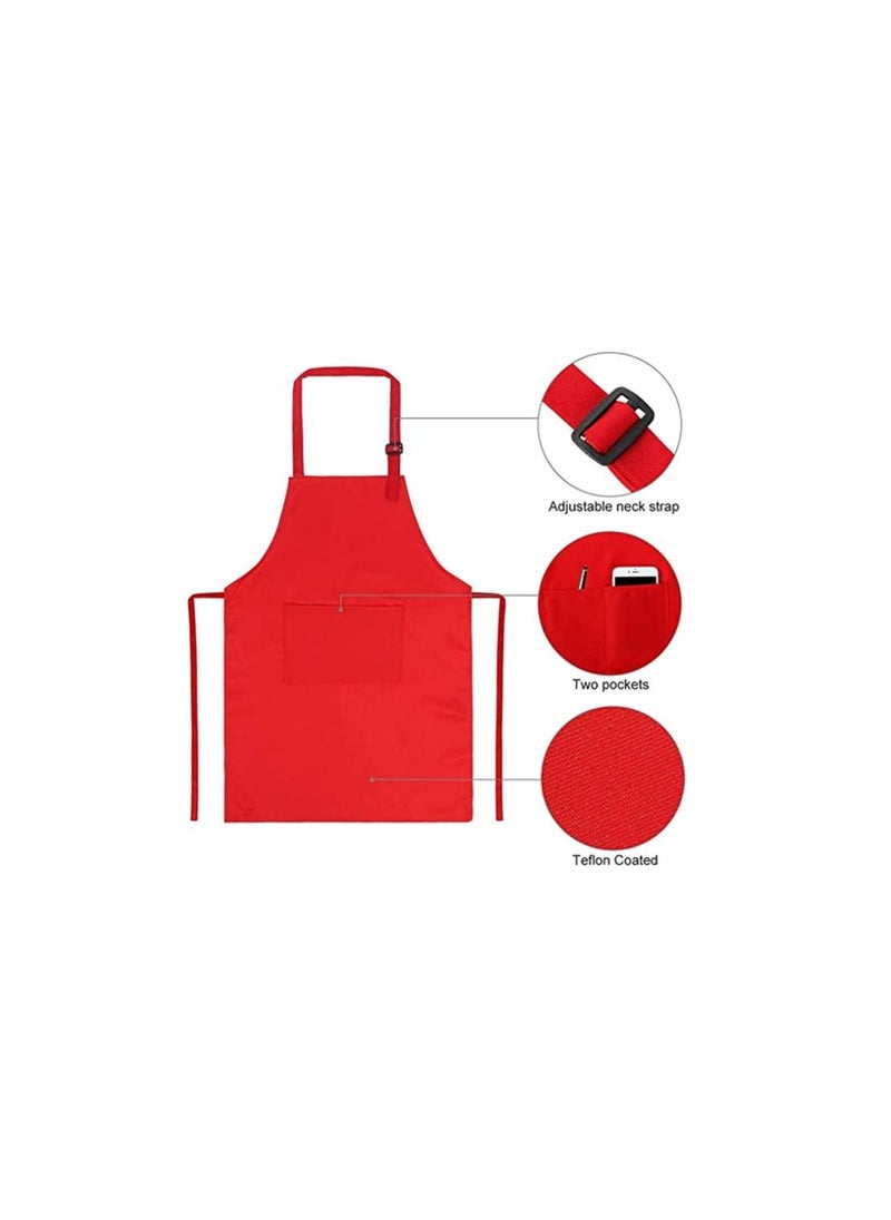 Excefore 6 Pieces Kids Apron Chef Hat Set - Boys Girls Aprons with Pockets for Kitchen Cooking Baking Painting  - Image 3