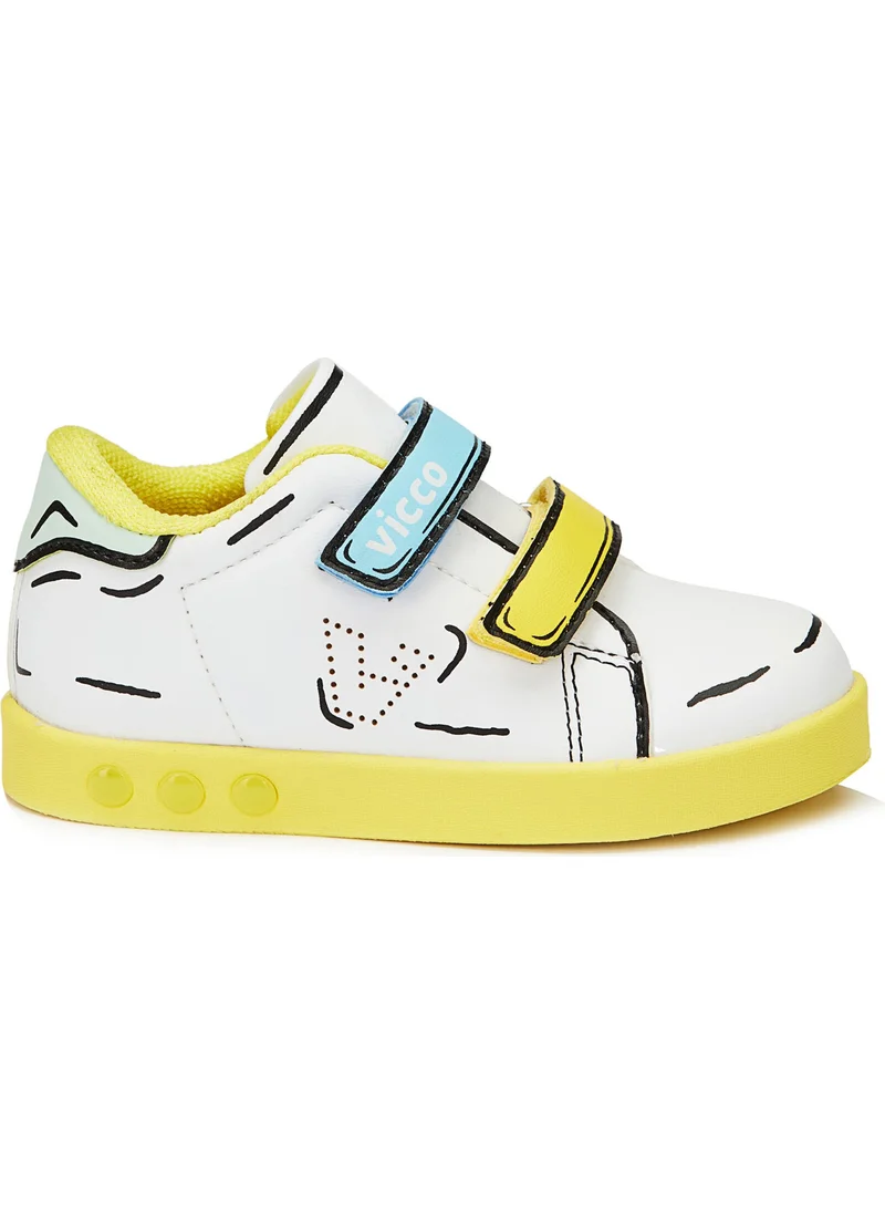 VICCO 313,P22Y,153 Kids Light Sports Shoes White-Yellow