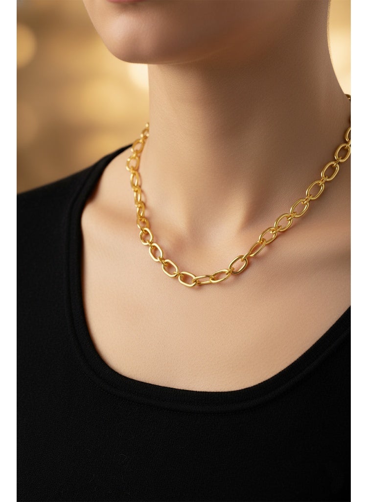 FLUFFY Women’s Necklace Interlocking Oval Link Classic - Image 1