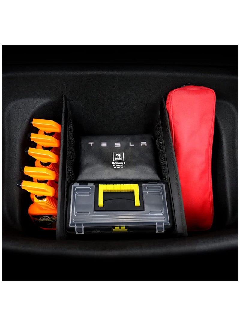 KASTWAVE - Trunk Organizer for Tesla Model Y Model 3 Rear Trunk Accessories, Trunk(rear) Organizer Storage with Mesh Pocket and Dividers for Storage and Efficient Organization of Trunk Items - Image 1