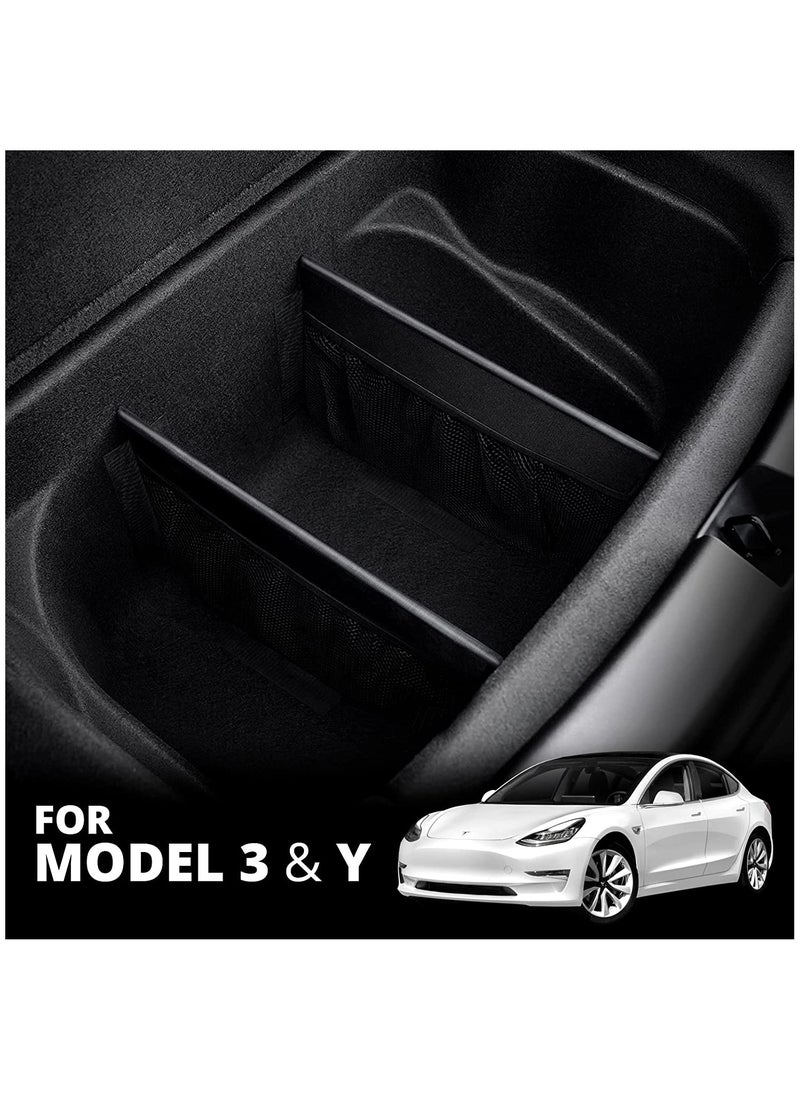 KASTWAVE - Trunk Organizer for Tesla Model Y Model 3 Rear Trunk Accessories, Trunk(rear) Organizer Storage with Mesh Pocket and Dividers for Storage and Efficient Organization of Trunk Items - Image 1