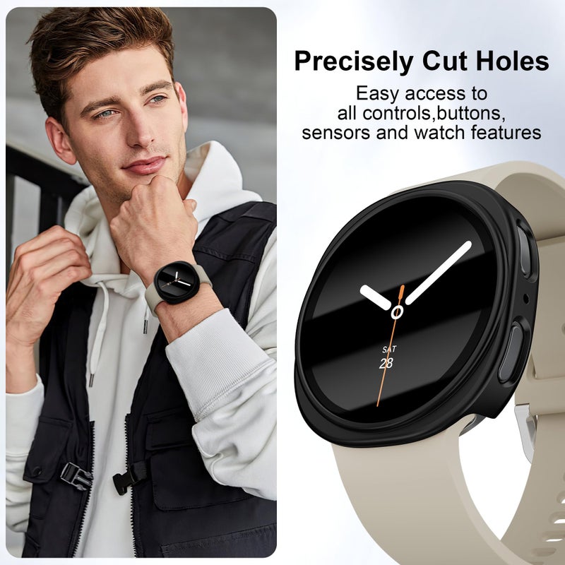 Wowstrap 6 Pack Case With Tempered Glass for Samsung Galaxy Watch 8 Screen Protector 44mm Men Women,Hard PC Overall Protection Anti-Slip Scratch-Resistant Cover for Samsung Galaxy Watch 8 Case 44mm Accessories - Image 2