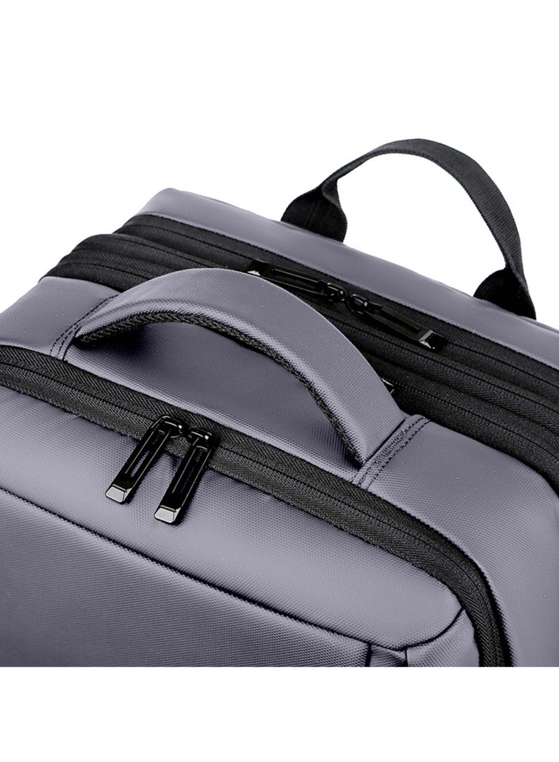 هايك Expandable Premium Computer Backpack Water Resistant Shoulder Daypack with 360° Degree Opening Compartment and Built in USB Port for Travel/Business/College, HKY3730- GREY - Image 5