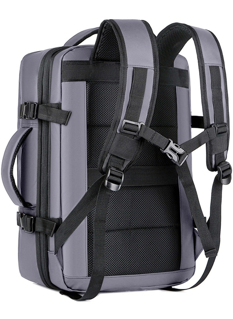 هايك Expandable Premium Computer Backpack Water Resistant Shoulder Daypack with 360° Degree Opening Compartment and Built in USB Port for Travel/Business/College, HKY3730- GREY - Image 4