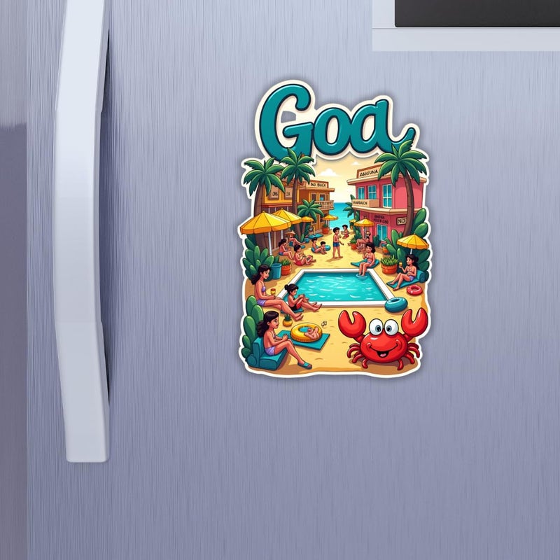 GiftODay Goa State Theme Souvenir Wooden Fridge Magnet for Refrigerator Goa Fridge Magnet for Kitchen Home Decor Perfect Souvenir Gift Size 3x3 Inches Pack of 1 - Image 2