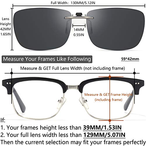 CAXMAN Polarized Clip On Sunglasses Over Prescription Glasses for Men Women Compact Fit Grey Lens Large Size UV Protection - Image 4