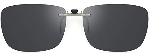 CAXMAN Polarized Clip On Sunglasses Over Prescription Glasses for Men Women Compact Fit Grey Lens Large Size UV Protection - Image 1